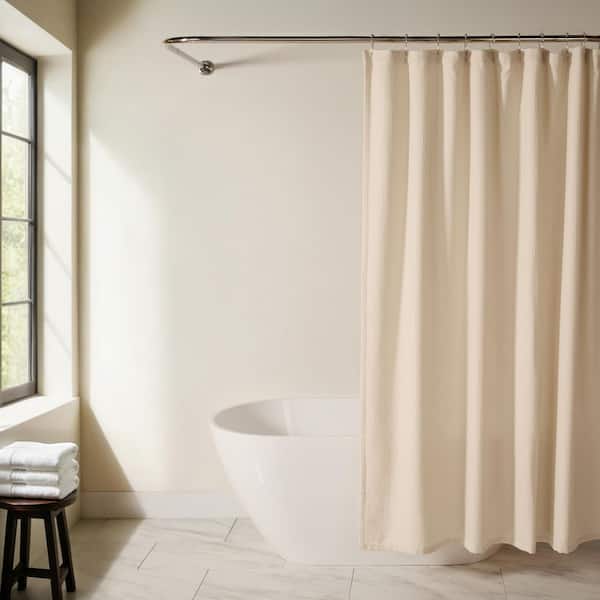 72 in. W x 72 in. L Cotton Blend Waffle Texture Soft Shower Curtain in Natural