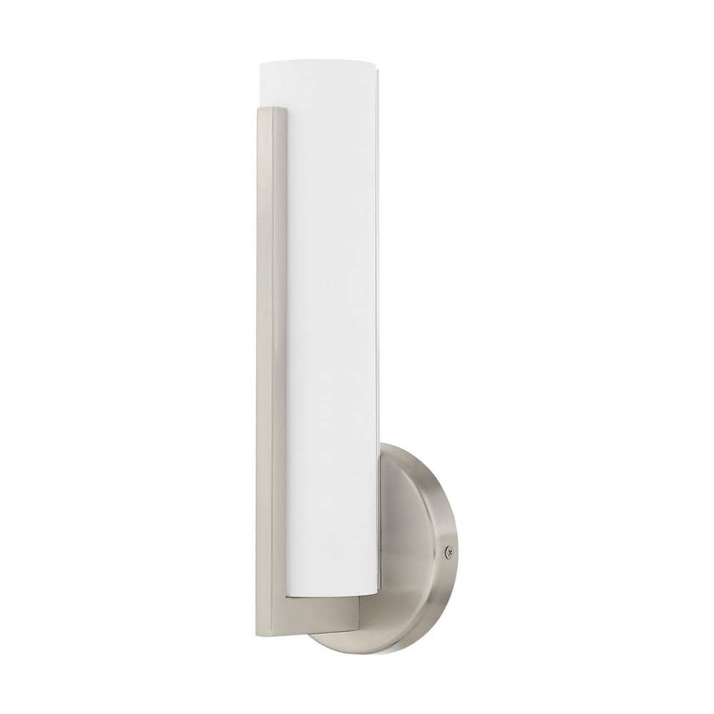 Sleek Brushed Nickel Vanity Wall Sconce with Satin White Shade