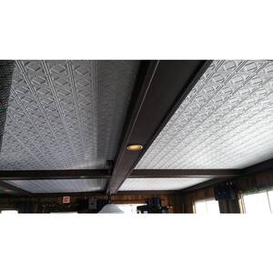 Dimensions 2 ft. x 4 ft. Glue Up Tin Ceiling Tile in Matte White