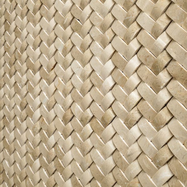 MSI - Take Home Tile Sample - Crema Herringbone 4 in. x 4 in. x 10 mm Polished Marble Mesh-Mounted Mosaic (0.25 sq. ft.)
