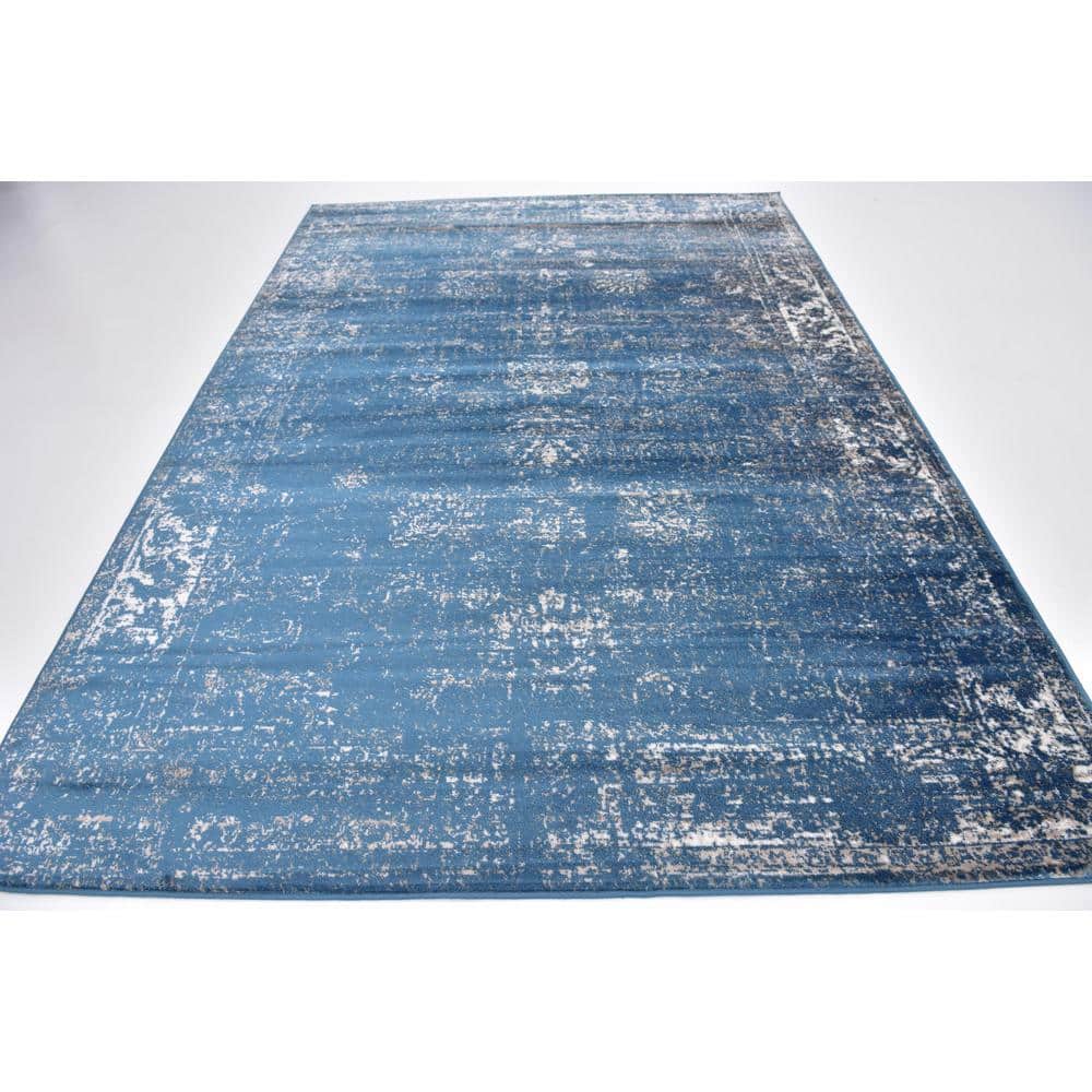 Sofia Blue Abstract Rectangular Indoor Rug - Easy Care & Stain-resistant