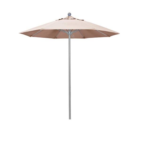 California Umbrella 7.5 ft. Gray Woodgrain Aluminum Commercial Market Patio Umbrella FiberglassRibs Push Lift in Khaki Pacifica Premium
