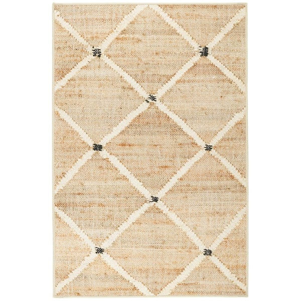 Kali Machine Washable Natural 4 ft. x 6 ft. Indoor Area Rug