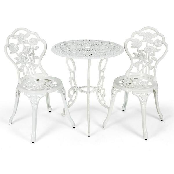 cast aluminium bistro set white