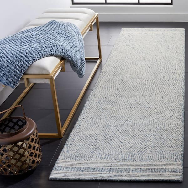 Abstract Ivory/Blue Doormat 2 ft. x 4 ft. Geometric Area Rug