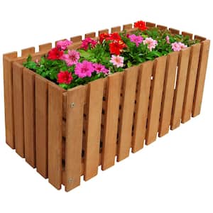 Meranti 24 in. Wood Picket Style Outdoor Planter Box for Herbs and Flowers