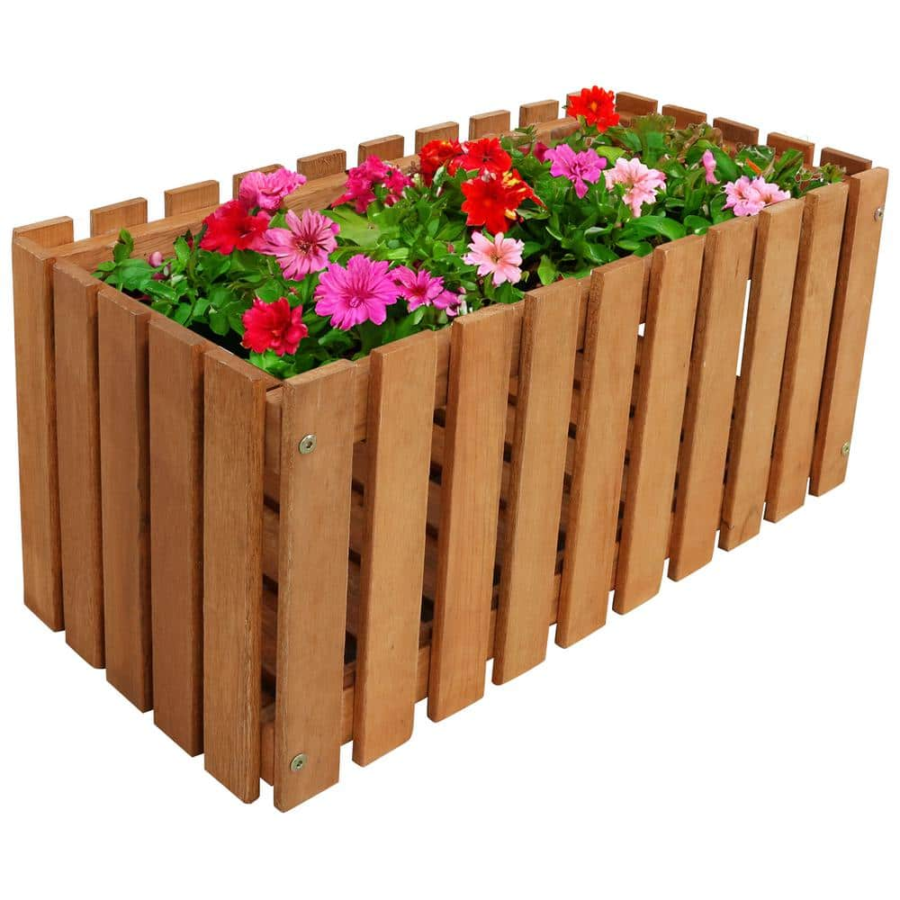 Sunnydaze Meranti 24 in. Wood Picket Style Outdoor Planter Box for Herbs and Flowers