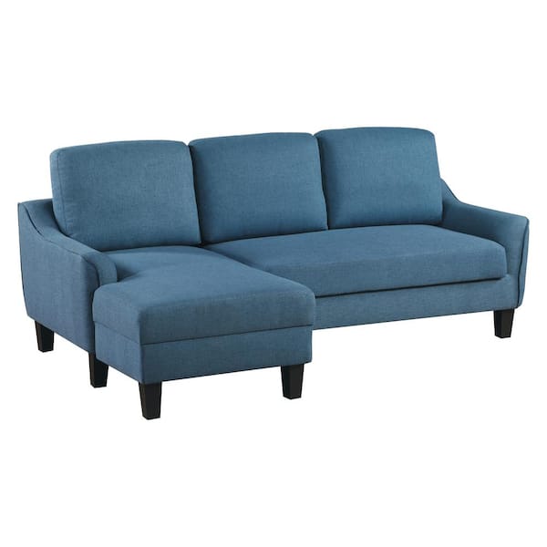 OSP Home Furnishings Lester Chaise Sleeper Sofa in Blue Fabric