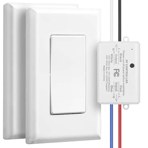 120-Volt Wireless 3-Way Light Switch Remote Control Expandable Wall Switch Receiver Kit White (1-Pack)