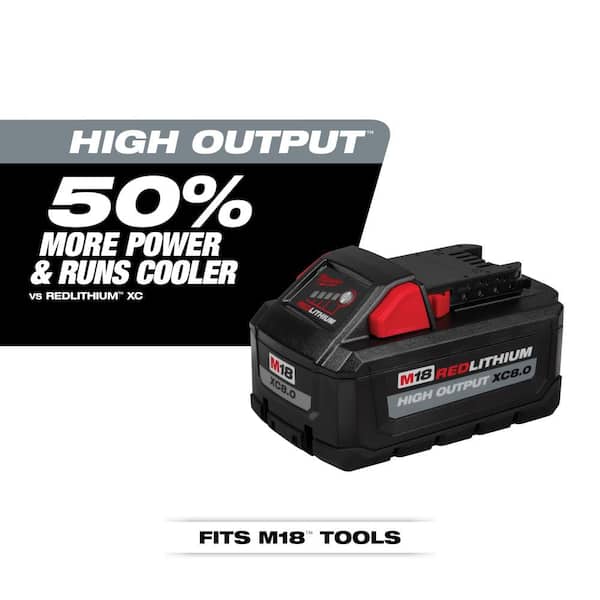 Milwaukee M18 18-Volt Lithium-Ion High Output XC 8.0 Ah Battery with Dual Battery Blower and (2) 6.0 Ah Batteries