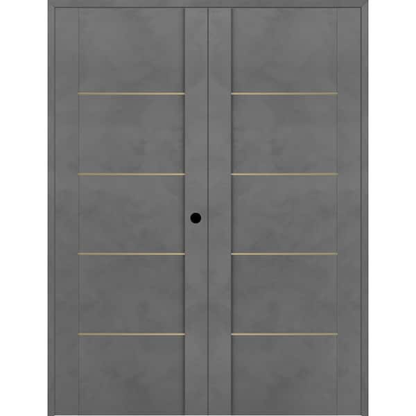 Belldinni Vona 01 4H Gold 72 in. x 80 in. Left Hand Active Dark Urban Wood Composite Double Prehung Interior Door