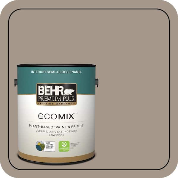 1 gal. #N220-4 Shiitake Semi-Gloss Enamel EcoMix Plant-Based Interior Paint & Primer
