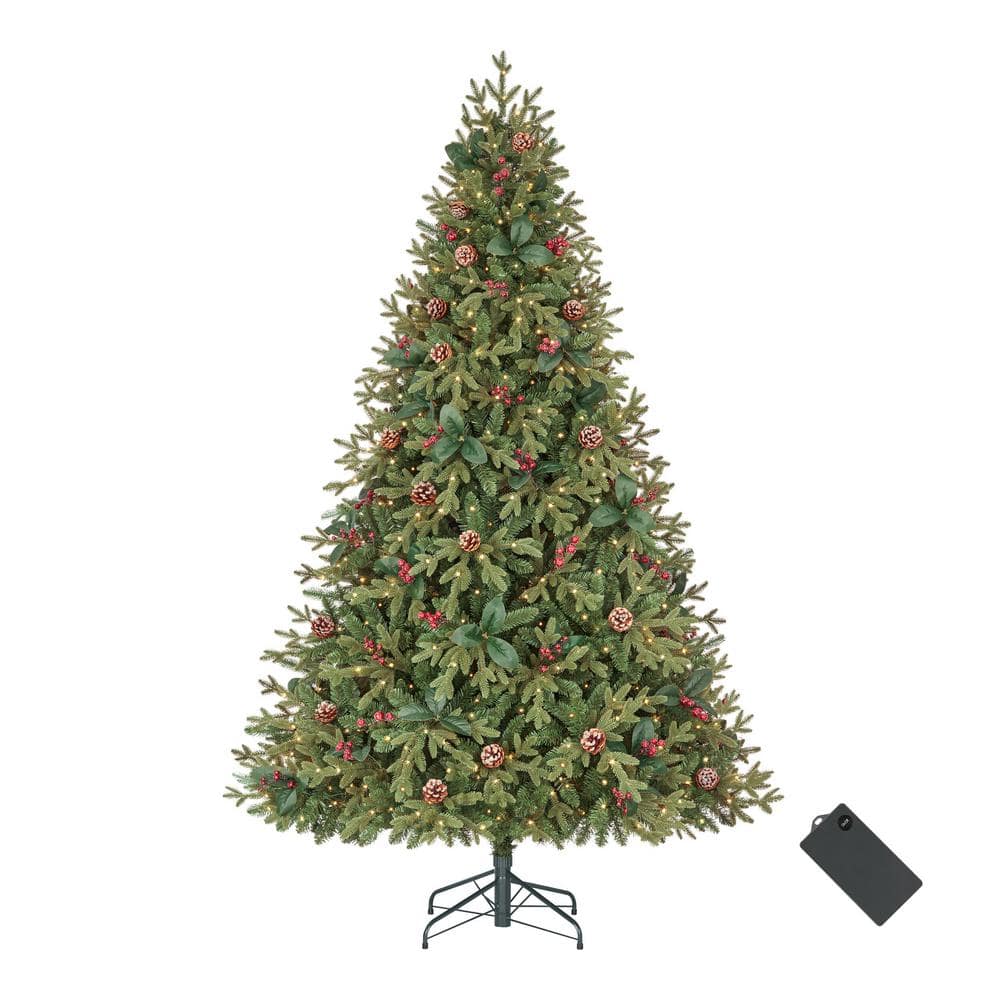 Home Accents Holiday 7.5 ft. Pre-Lit LED Spring Creek Noble Fir Artificial Christmas Tree