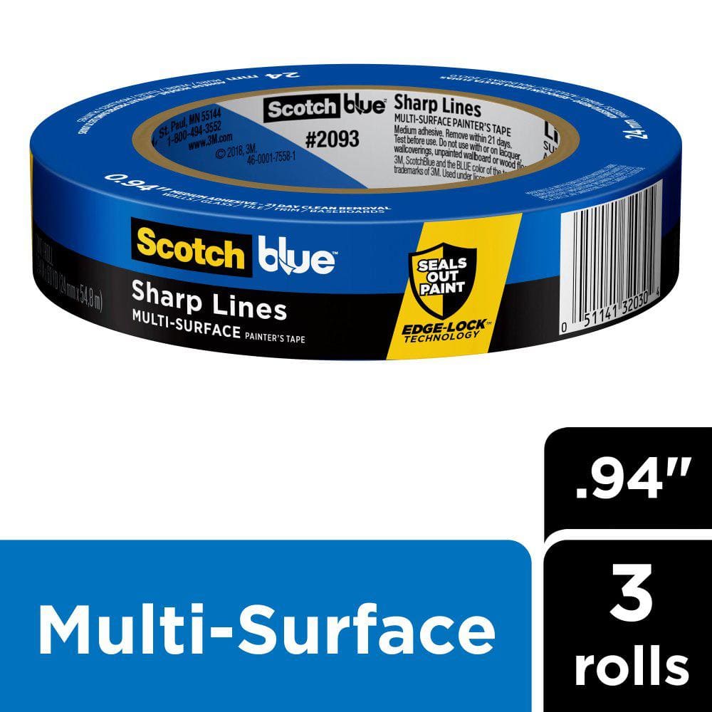 UPC 051125003131 product image for 3M 0.94 in. x 60 yds. Sharp Lines Painter's Tape with Edge-Lock (3-Pack), Blue | upcitemdb.com