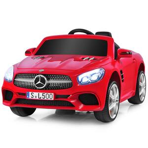12-Volt 9 in. Kids Ride On Police Car Licensed Mercedes-Benz SL500 with Remote Control and Music Red