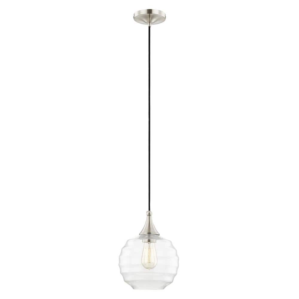 Brushed Nickel Mini Globe Pendant with Clear Glass