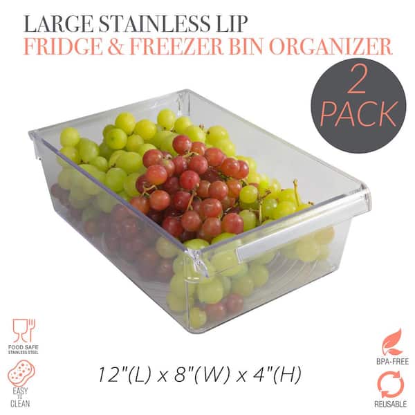 BINO | Plastic Storage Bins, Large - 2 Pack, White | THE SOHO COLLECTION |  Pantry Organizers and Storage Containers Fridge Organizer Bins Kitchen