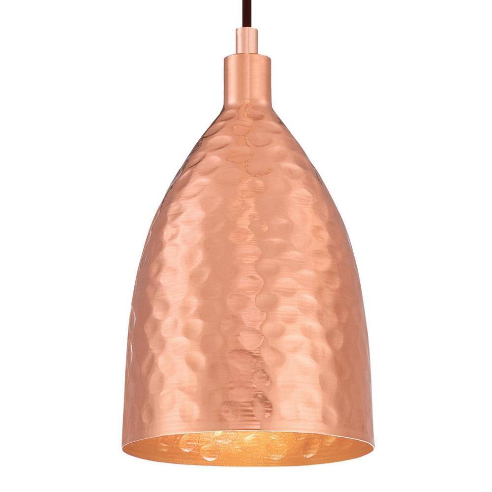 Hammered Copper and Bronze Mini Pendant Light