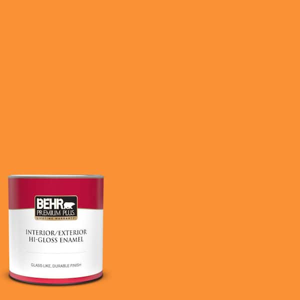 BEHR PREMIUM PLUS 1 qt. #P240-7 Joyful Orange Hi-Gloss Enamel Interior/Exterior Paint