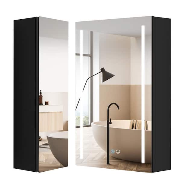 null 30 in. W x 30 in. H Square Black Aluminum Surface Mount Medicine Cabinet with Mirror
