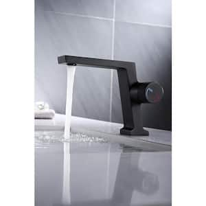 L-Head Single Handle Single Hole Bathroom Faucet in Matte Black