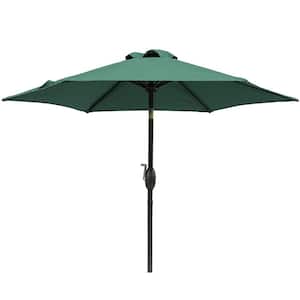 7.5 ft. Steel Push-Up Patio Umbrella with Crank and Push Button Tilt, Water Resistant, 6 Aluminum Ribs in Green