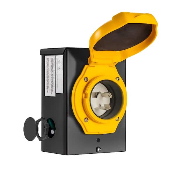 30A 125V 3750W Generator Inlet Box w/ Power Indicator & Pre-Drilled Holes for NEMA L5-30P Generator Cord