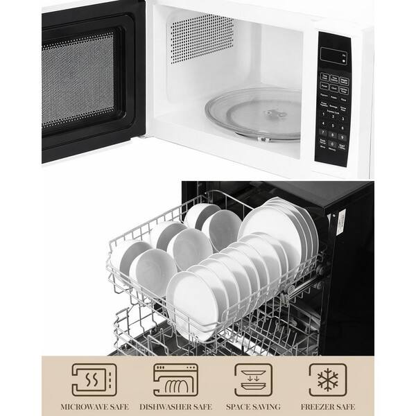 KHKFY 24-Piece Porcelain Dinnerware Set for 8, White, Chip