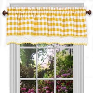 Buffalo Check 14 in. L Polyester/Cotton Window Curtain Valance in Yellow