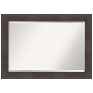 William Rustic Woodgrain 42.25 in. x 30.25 in. Rustic Rectangle Framed Espresso Bathroom Vanity Mirror