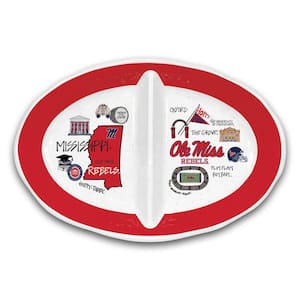 Ole Miss 16.5 in. Assorted Colors 2 Section Melamine Serving Platter