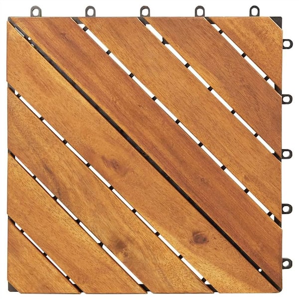 12 in. x 12 in. Brown Square Wood Flooring Deck Tile, 20-Pack Covering 20 sq. ft.