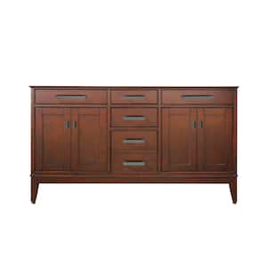 Madison 60 in. W x 21 in. D x 34 in. H Vanity Cabinet Only in Tobacco