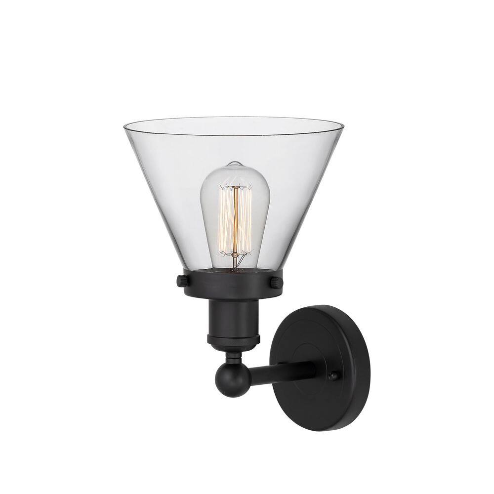 Cone 1-Light Matte Black Wall Sconce with Clear Glass Shade price history on PriceWatchPro