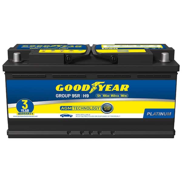 95R-H9-AGM BCI Group Size 95R 12-Volt 100 AH, 190RC, 950 CCA Rechargeable AGM Maintenance Free Automotive Battery