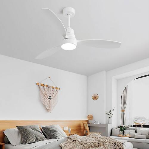 52 in. Indoor White Ceiling Fan with Light, Dimmable, Quiet Reversible DC Motor, 3-Colors Adjustable and Remote Lighting