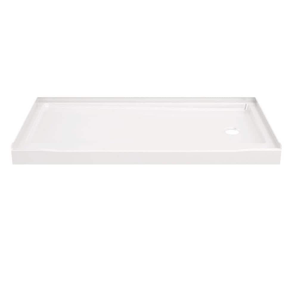Delta Classic 500 60 in. L x 32 in. W Alcove Shower Pan Base with Right Drain in High Gloss White -  B12135-6032R-WH