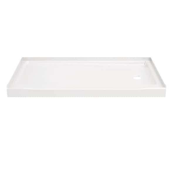 Delta Classic 500 60 in. L x 32 in. W Alcove Shower Pan Base with Right Drain in High Gloss White
