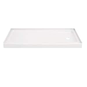 Classic 500 60 in. L x 32 in. W Alcove Shower Pan Base with Right Drain in High Gloss White