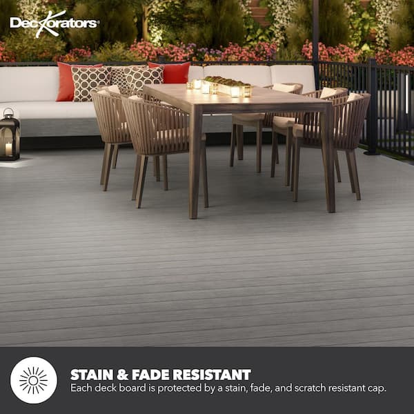 Deckorators Vista 1 in. x 6 in. x 20 ft. Silverwood Gray Square