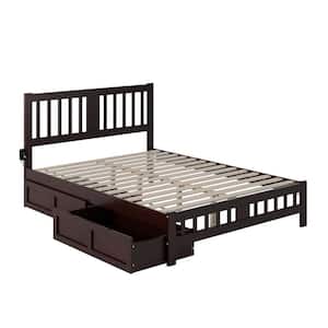 Tahoe Espresso Queen Solid Wood Storage Platform Bed with Footboard and 2-Drawers