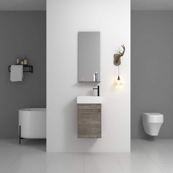 Xspracer Victoria 18 in. W x 10 in. D x 23 in. H Floating Single Sink Bath Vanity in Gray with White Acrylic Top and Cabinet