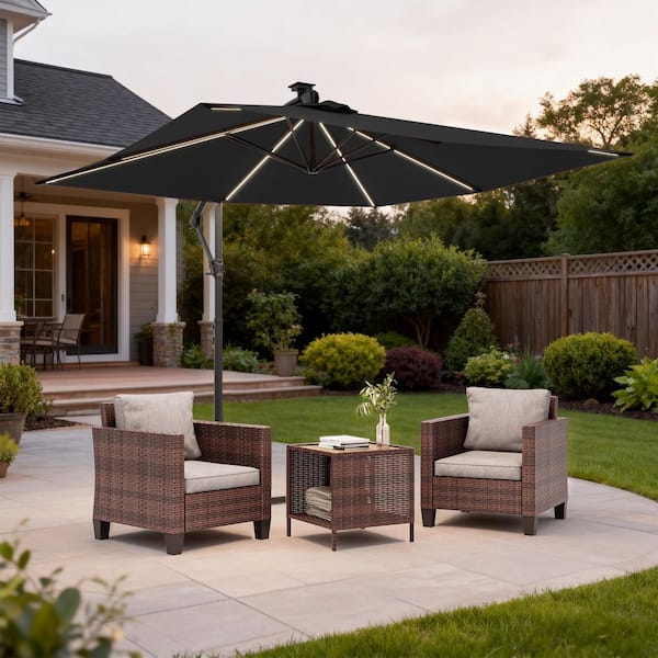 8 foot lighted patio umbrella Kozyard 15 FT Rectangular Double-Sided with Solar Lights, Outdoor Patio Umbrella with Crank Lift, Base Included, UV-Resistant for Pool, Solar powered offset patio umbrella with 32 bright LED lights and energy Emanuell 14.5 ft X 8.3