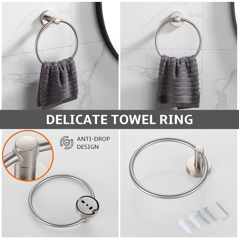 Brushed Nickel 4-Piece Bathroom Hardware Set with Adjustable Towel Bar