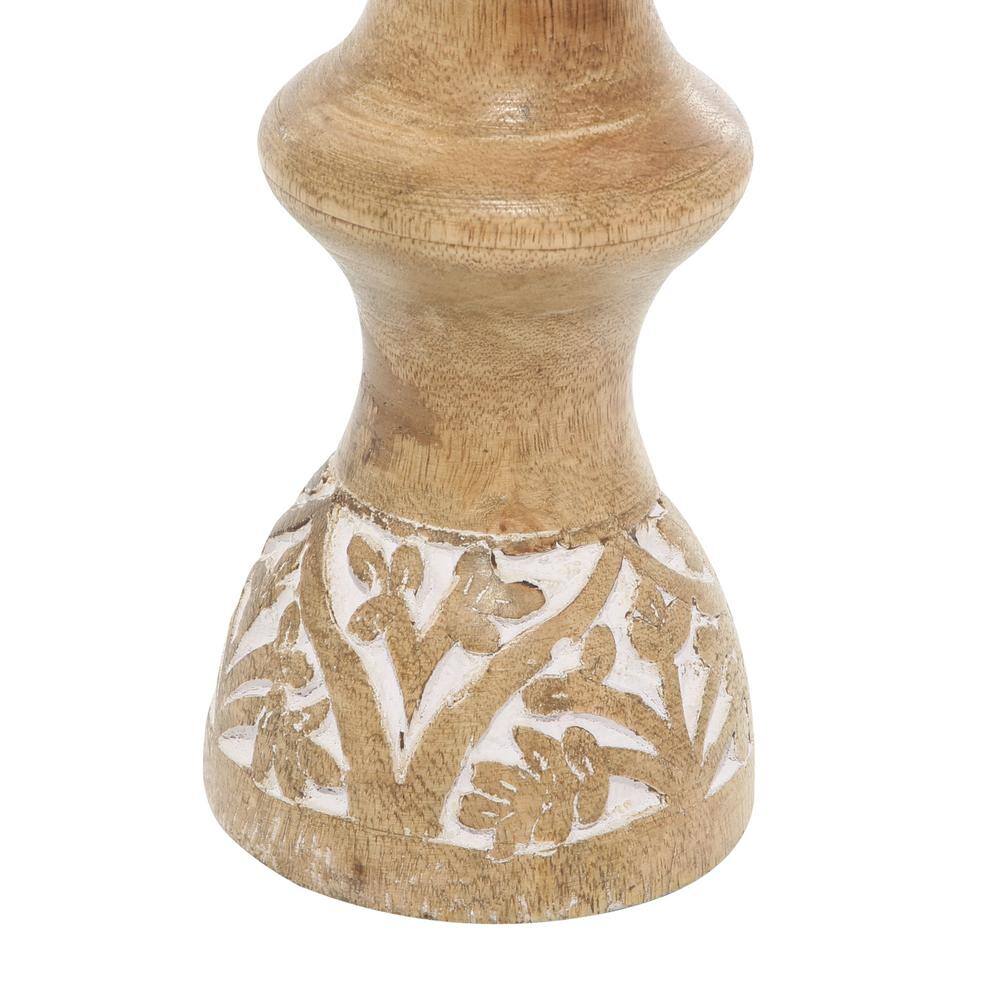 Boho-Chic Weathered Wood Pillar Candle Stick Set