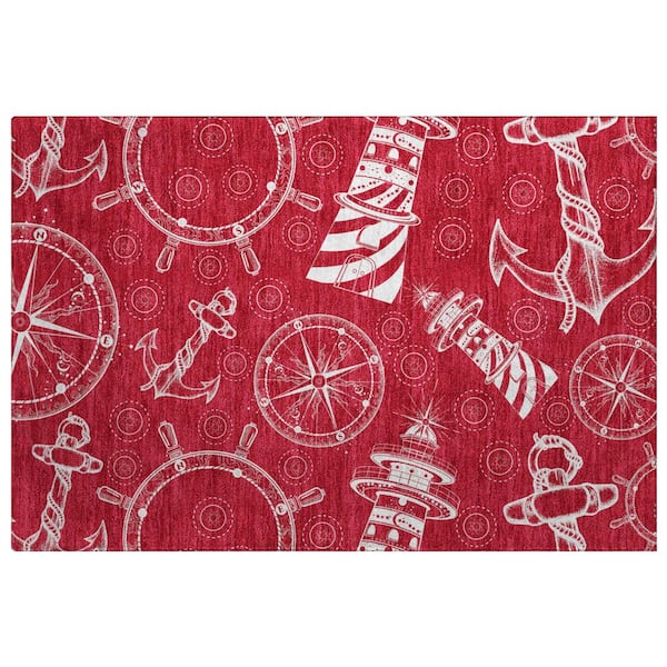 Dream Shag Premium Machine Washable Abstract ADS154 Red 3 ft. x 4 ft. Area Rug