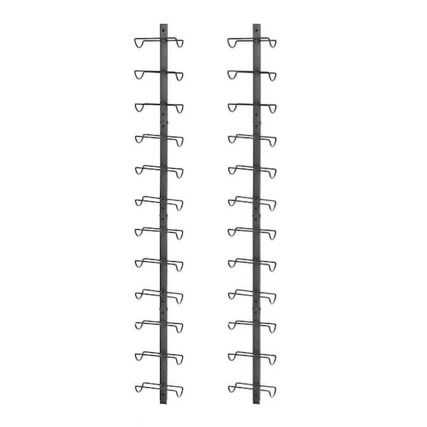 2 Pack 12-Bottle Black 7.2 in. Wall Wine Rack, DIY Detachable Wall Mount Wine Storage Organizer for Dining Room