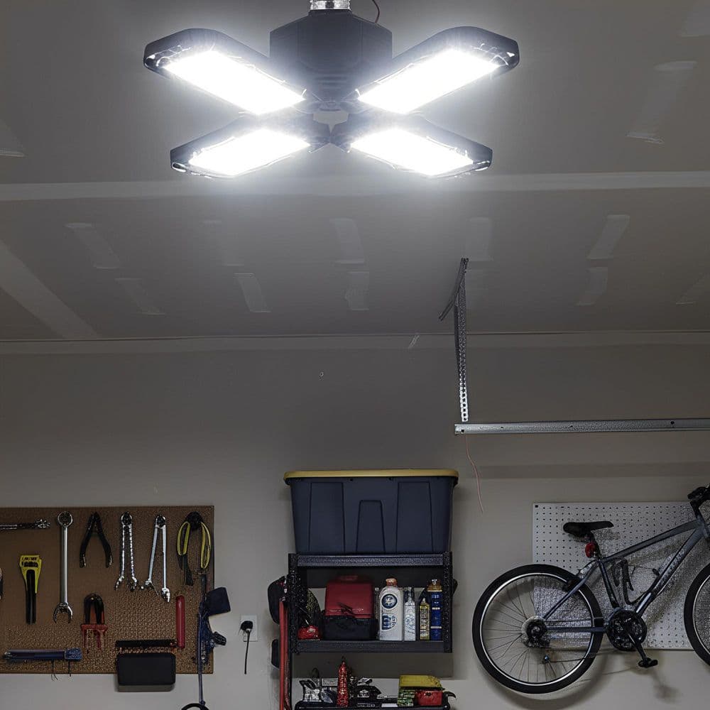 YANSUN 80-Watt Black Deformable LED Adjustable Garage Light Semi