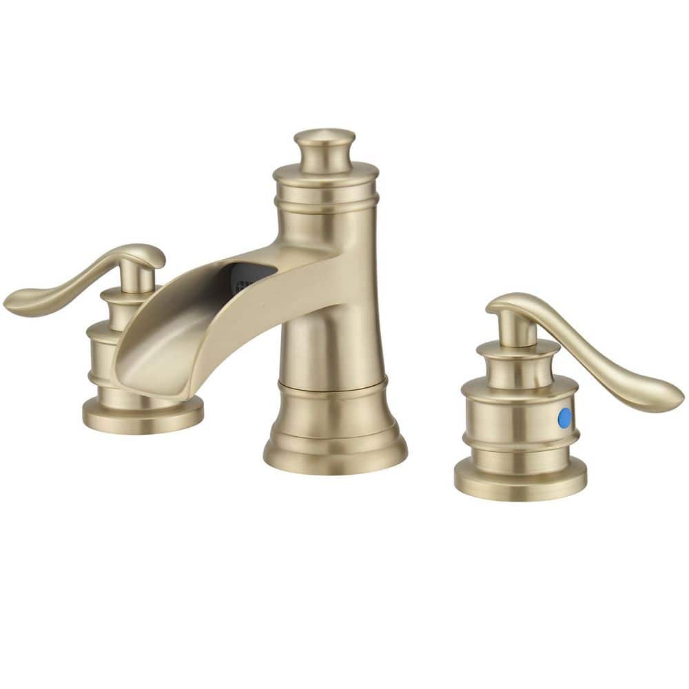 8 in. Widespread Double Handle Waterfall Bathroom Faucet With Pop-up Drain Assembly in Spot Resist Brushed Gold price history on PriceWatchPro