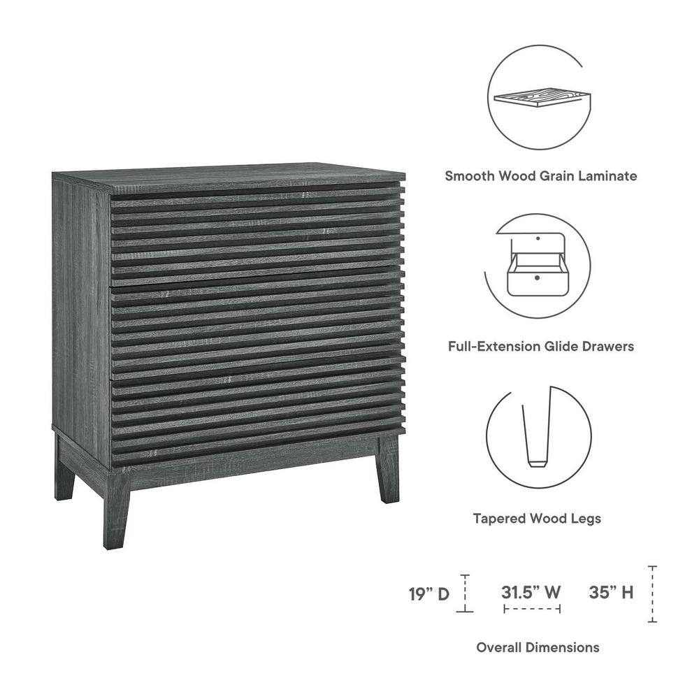 Charcoal Mid-Century 3-Drawer Bachelor's Chest with Tapered Legs